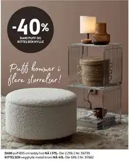 Bohus 40% DANI PUFF OG KITTELSEN HYLLE tilbud