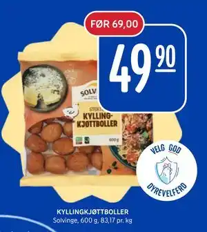 Rema 1000 KYLLINGKJØTTBOLLER tilbud