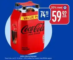 Rema 1000 COCA-COLA U/SUKKER tilbud