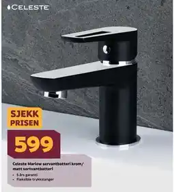 Megaflis Celeste Marlow servantbatteri krom/ matt sortvantbatteri tilbud