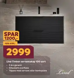Megaflis Lind Timber servantskap 100 sort tilbud