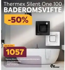 Megaflis Thermex Silent One 100 baderomsvifte hvit/sort tilbud