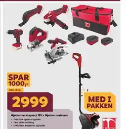 Megaflis Mjølner verktøysett 18V + Mjølner snøfreser tilbud