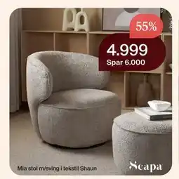 Møbelringen Mia stol m/sving i tekstil Shaun tilbud