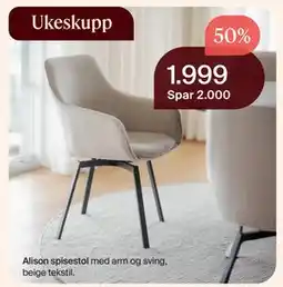 Møbelringen Alison spisestol tilbud