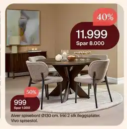 Møbelringen Alver spisebord Ø130 cm tilbud