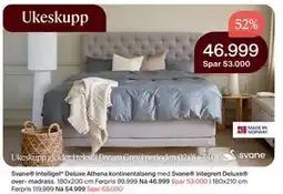 Møbelringen Svane Intelligel Deluxe Athena kontinentalseng med Svane integrert DeluxeⓇ over- madrass tilbud