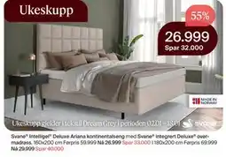 Møbelringen Svane Intelligel Deluxe Ariana kontinentalseng med Svane integrert Deluxe over-madrass tilbud