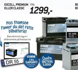 Thansen Bilbatterier tilbud