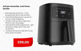 Airfryer keramisk, med timer