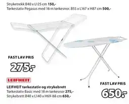 JYSK LEIFHEIT tørkestativ og strykebrett tilbud