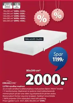 JYSK LUTRA vendbar madrass tilbud