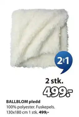 JYSK BALLBLOM pledd tilbud