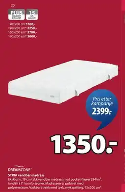 JYSK STRIA vendbar madrass tilbud