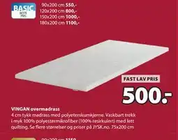 JYSK VINGAN overmadrass tilbud