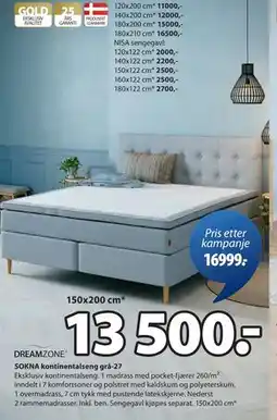 JYSK SOKNA kontinentalseng grå-27 tilbud