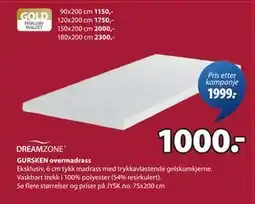 JYSK GURSKEN overmadrass tilbud