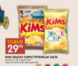 Coop Mega KIMS SNACKS CHIPS/TOTENFLAK SALTA tilbud