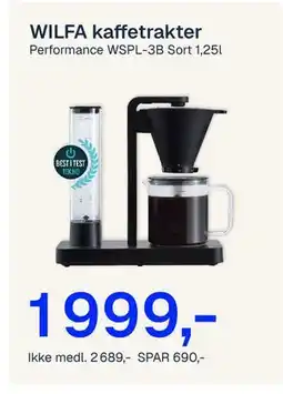 Jernia WILFA kaffetrakter tilbud