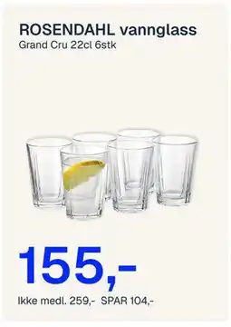 Jernia ROSENDAHL vannglass tilbud