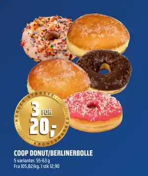 Coop Obs COOP DONUT/BERLINERBOLLE tilbud