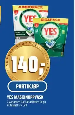 Coop Obs YES MASKINOPPVASK tilbud