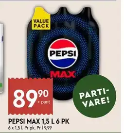 Coop Mega PEPSI MAX 1,5 L 6 PK tilbud