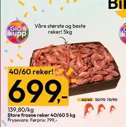 Gigaboks Store frosne reker 40/60 5 kg tilbud