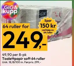 Gigaboks Toalettpapir soft 64 ruller tilbud