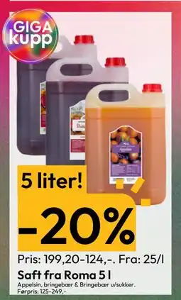 Gigaboks Saft fra Roma 5 l tilbud