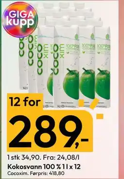Gigaboks Kokosvann 100 % 1 l x 12 tilbud