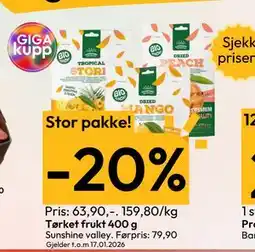 Gigaboks Tørket frukt 400 g tilbud