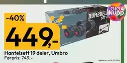 Gigaboks Hantelsett 19 deler, Umbro tilbud