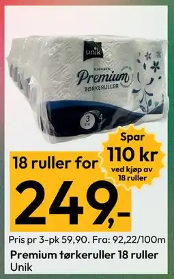 Gigaboks Premium tørkeruller 18 ruller tilbud