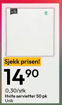 Gigaboks Hvite servietter 50 pk tilbud