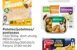 Meny Poteter/potetmos/ pastasaus tilbud