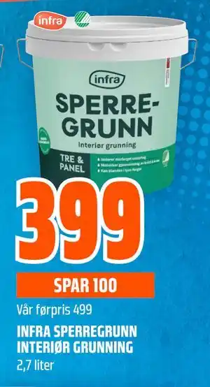 Obs Bygg INFRA SPERREGRUNN INTERIØR GRUNNING tilbud
