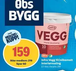 Obs Bygg Infra Vegg 10/silkematt interiørmaling tilbud