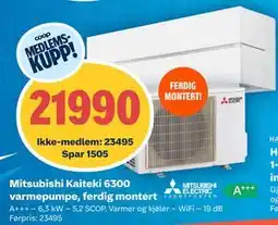 Obs Bygg Mitsubishi Kaiteki 6300 varmepumpe, ferdig montert tilbud