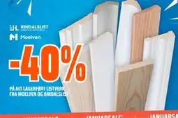 Obs Bygg 40% PÅ ALT LAGERFØRT LISTVERK FRA MOELVEN OG RINDALSLIST tilbud