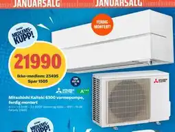 Obs Bygg Mitsubishi Kaiteki 6300 varmepumpe, ferdig montert tilbud