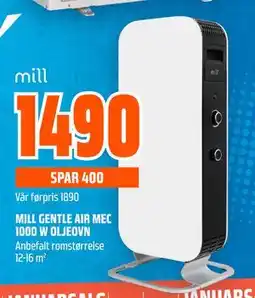 Obs Bygg MILL GENTLE AIR MEC 1000 W OLJEOVN tilbud