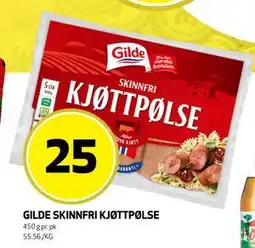 Bunnpris GILDE SKINNFRI KJØTTPØLSE tilbud