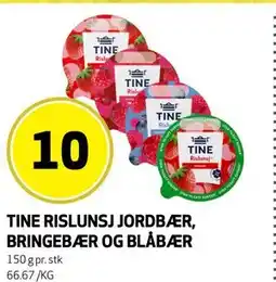 Bunnpris TINE RISLUNSJ JORDBÆR, BRINGEBÆR OG BLÅBÆR tilbud