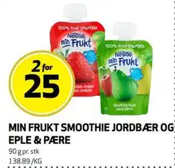 Bunnpris MIN FRUKT SMOOTHIE JORDBÆR OG EPLE & PÆRE tilbud