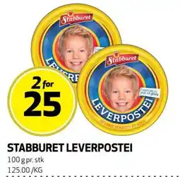 Bunnpris STABBURET LEVERPOSTEI tilbud