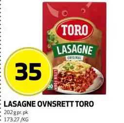 Bunnpris LASAGNE OVNSRETT TORO tilbud