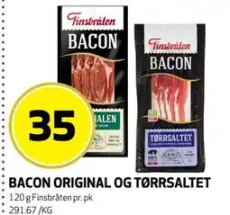 Bunnpris BACON ORIGINAL OG TØRRSALTET tilbud