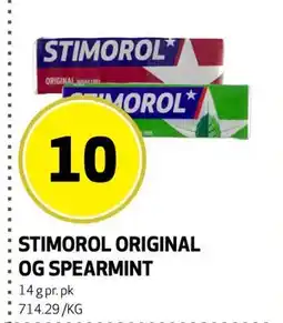 Bunnpris STIMOROL ORIGINAL OG SPEARMINT tilbud
