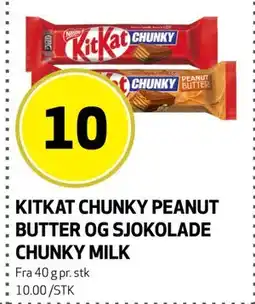 Bunnpris KITKAT CHUNKY PEANUT BUTTER OG SJOKOLADE CHUNKY MILK tilbud